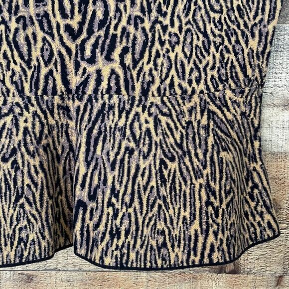 BCBGMAXAZRIA Alonya Leopard Print Peplum Tank Top Camel Combo SZ Medium - Picture 3 of 11